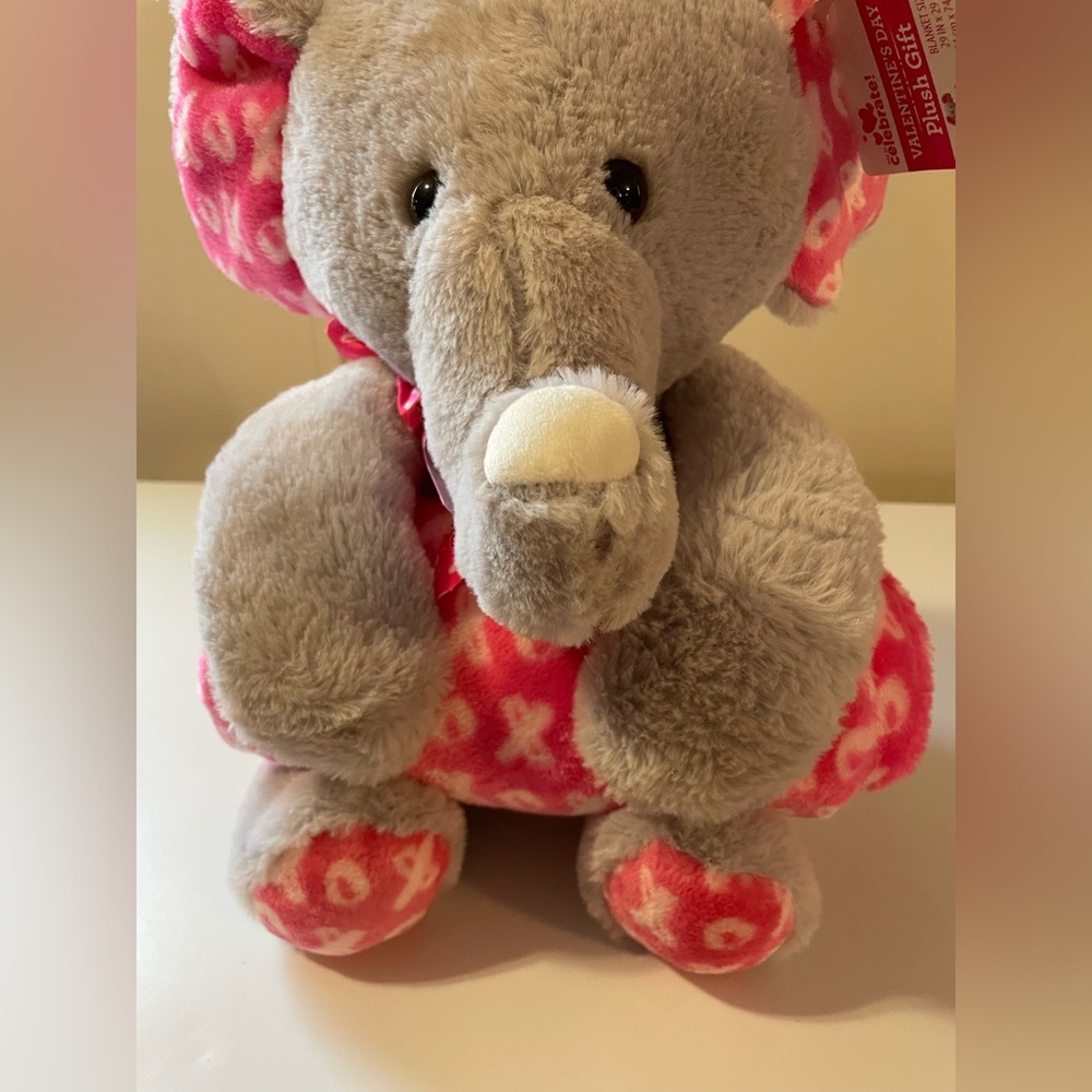 Kids elephant stuffed animal with blanket